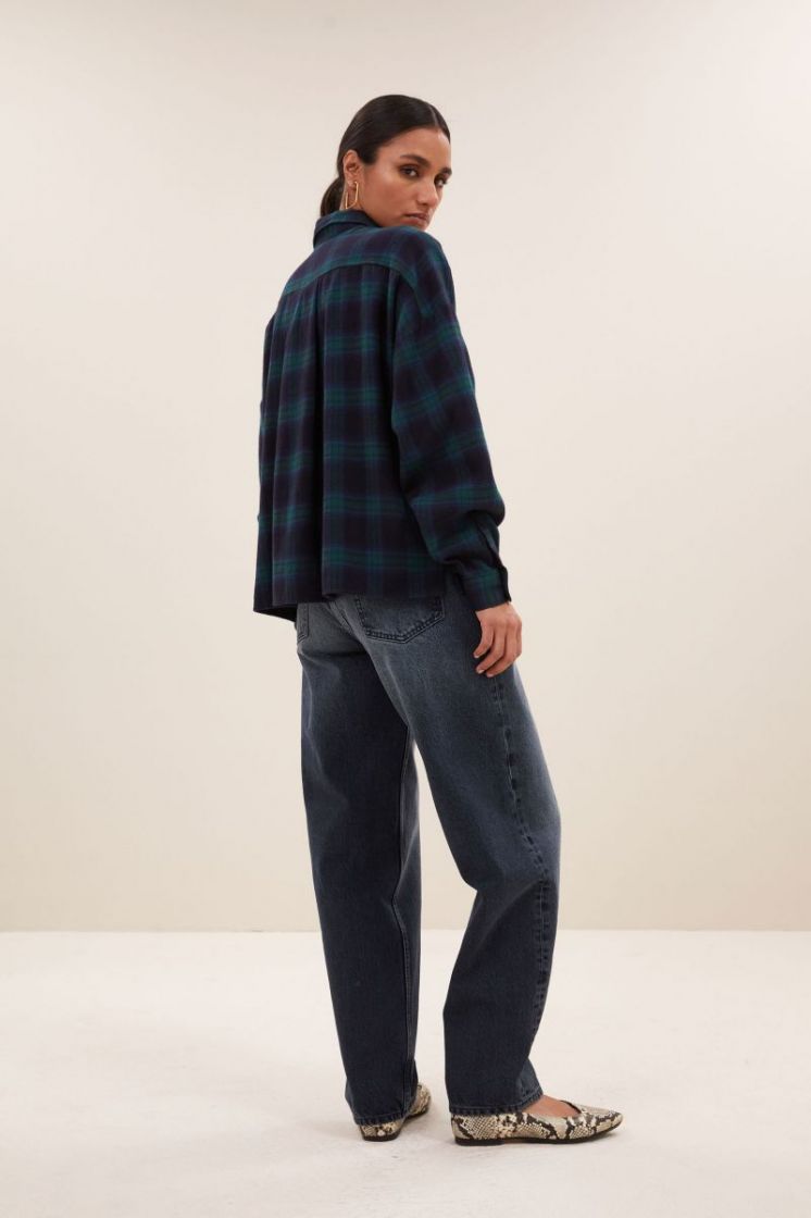 jada check blouse bottle green