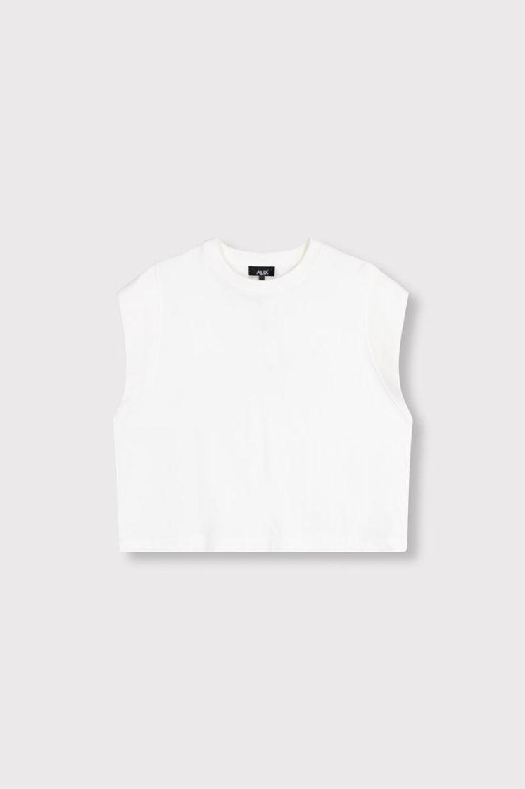 Knitted Sleeveless T-Shirt soft white