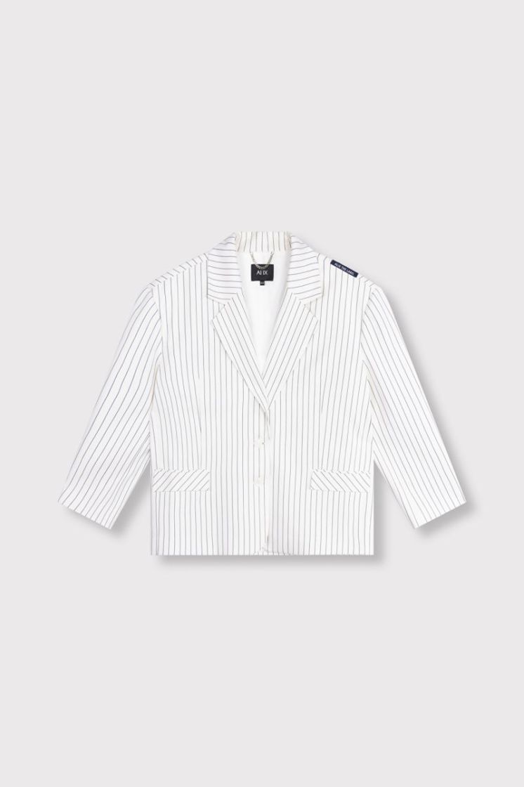 Woven Striped Oversized soft white