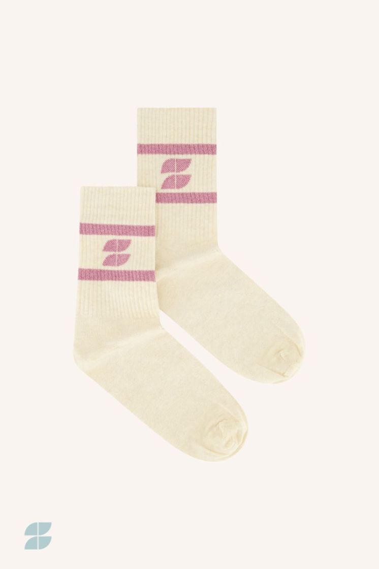 logo sparkle oyster socks ash rose