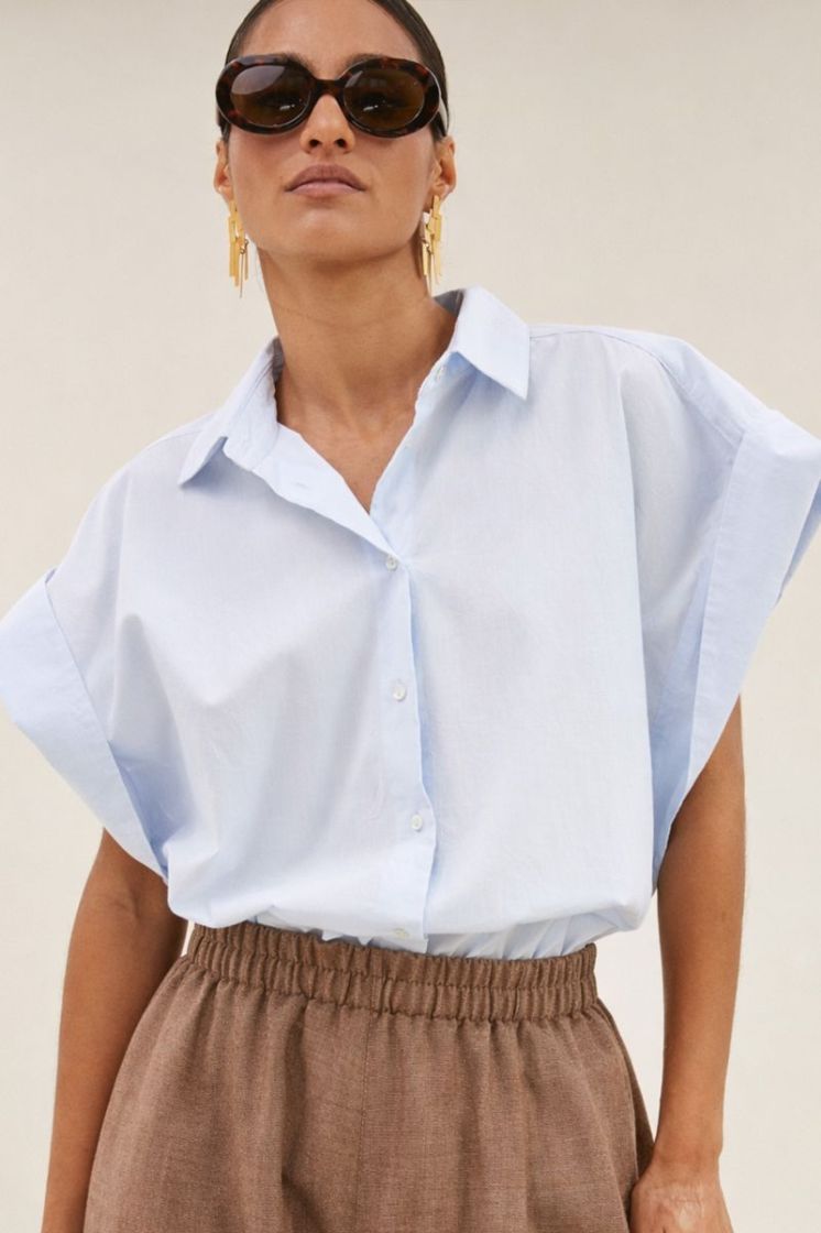 pixie chambray blouse light blue