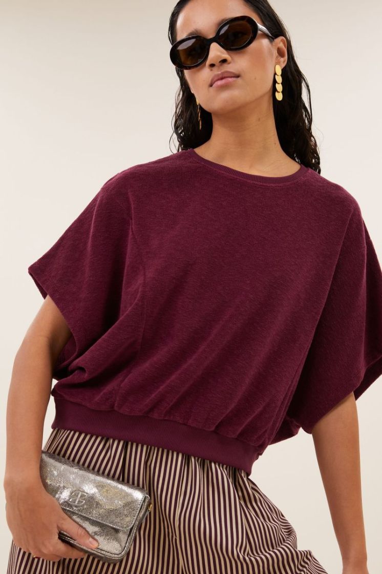 nuki slub top burgundy crush