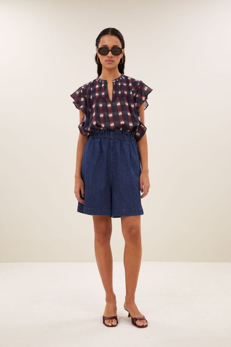 danee ikat blouse wine ikat print