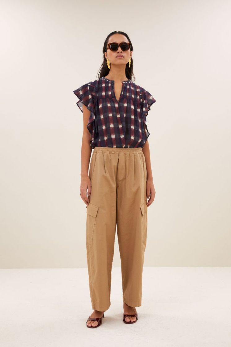danee ikat blouse wine ikat print