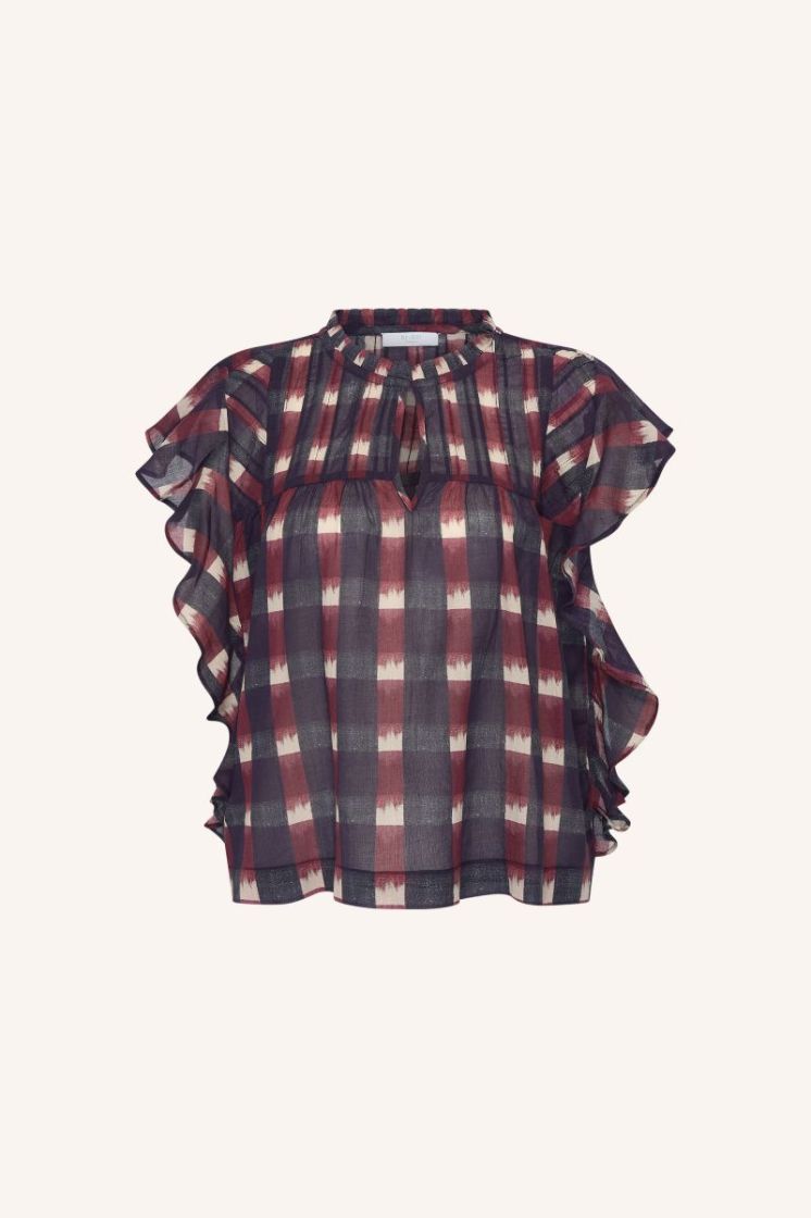 danee ikat blouse wine ikat print
