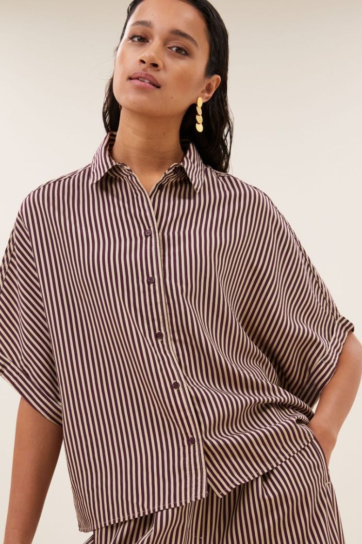 sunny stripe blouse burgundy stripe
