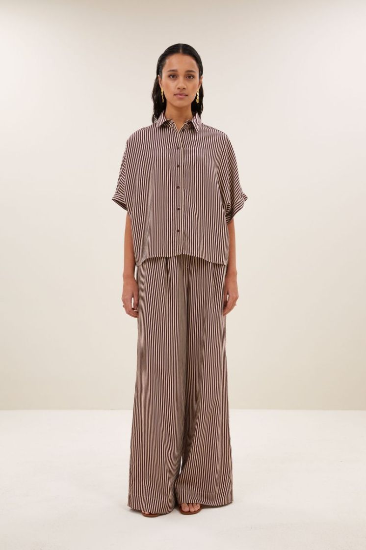 sunny stripe blouse burgundy stripe