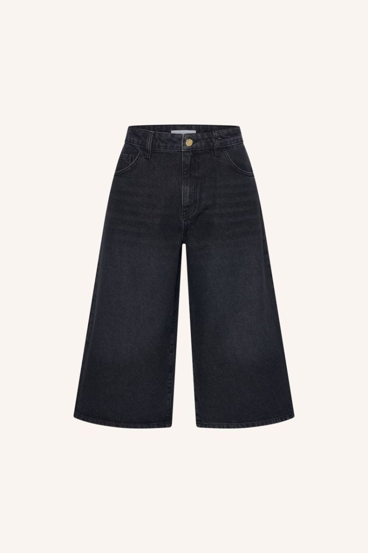 noho long denim shorts jet black