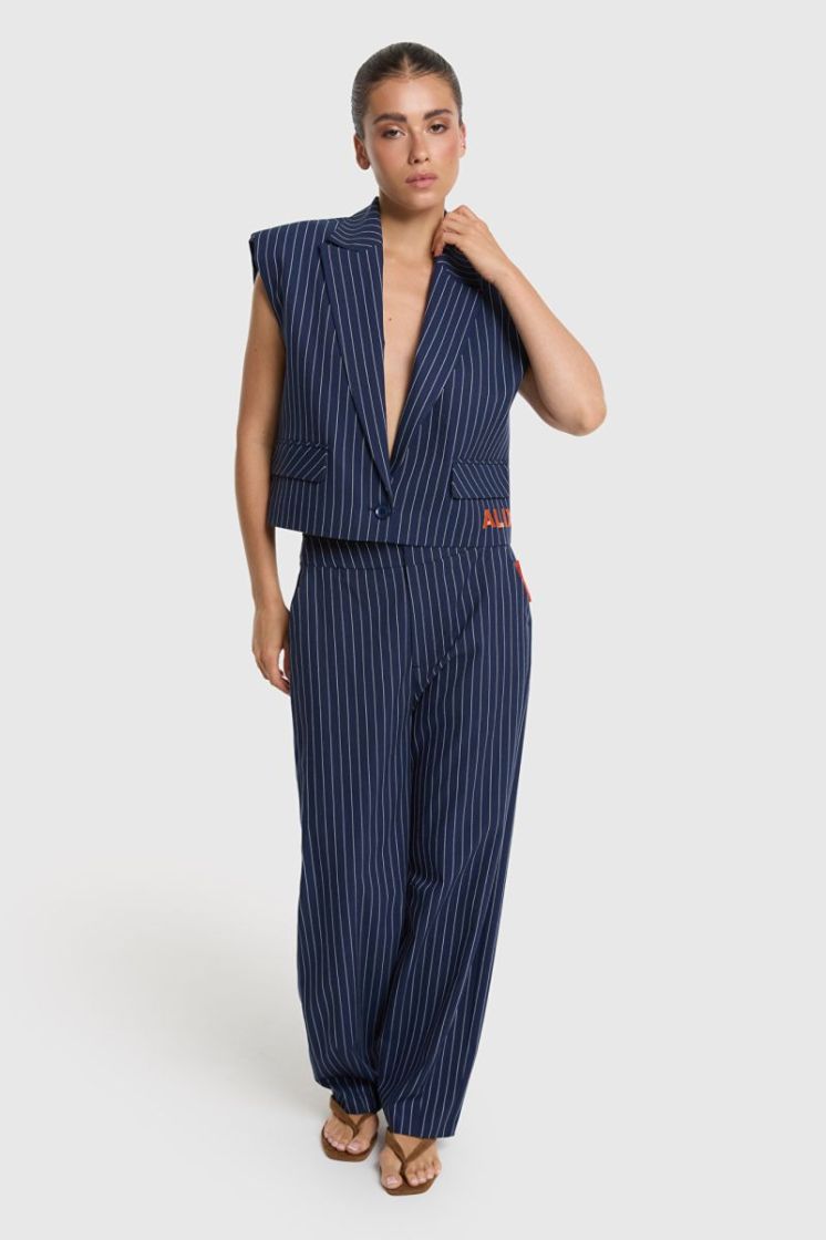 Woven Striped Barrel navy