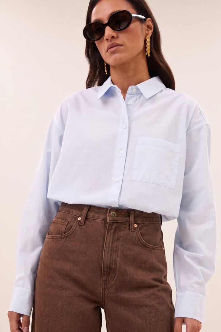 lise chambray blouse light blue