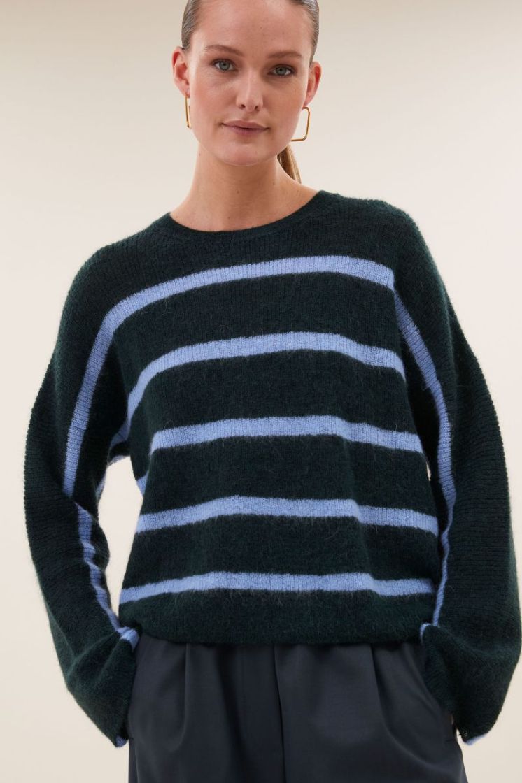vide stripe pullover green cloud str