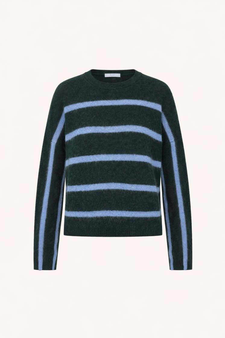 vide stripe pullover green cloud str