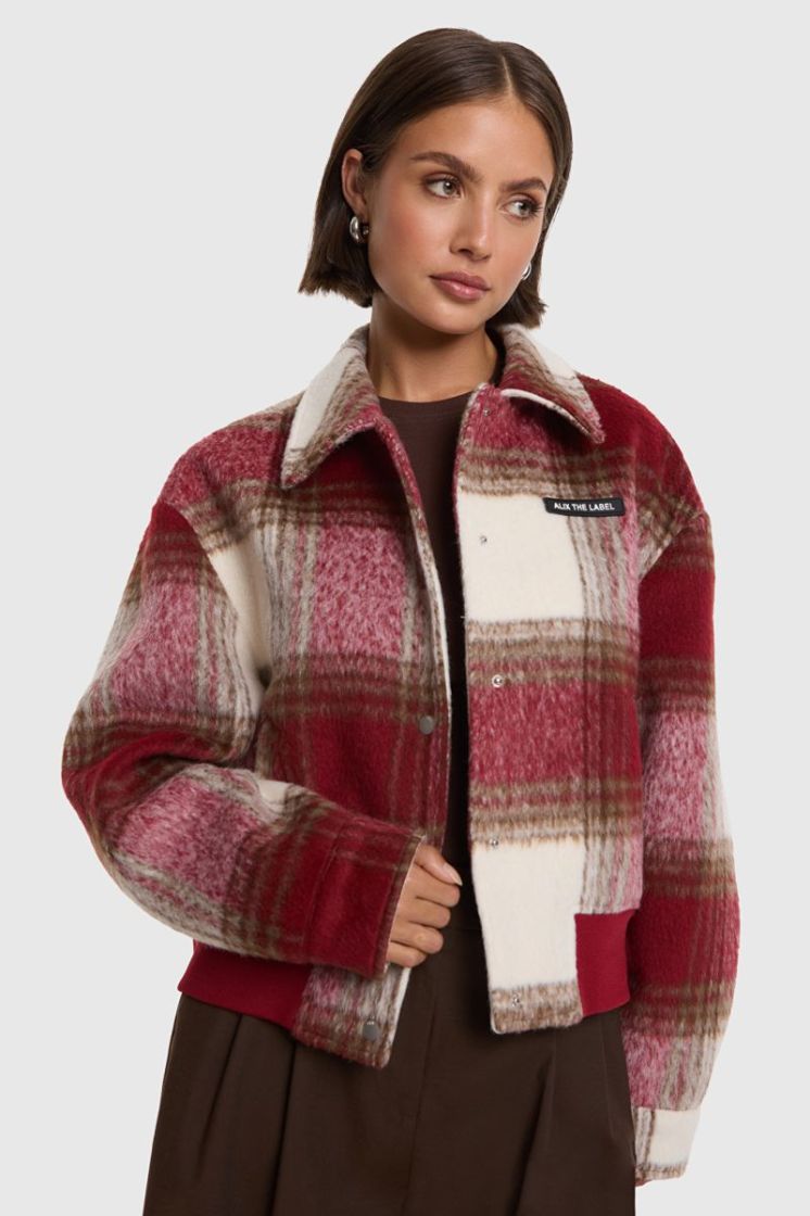 Woven Hairy Check Jacket multi color