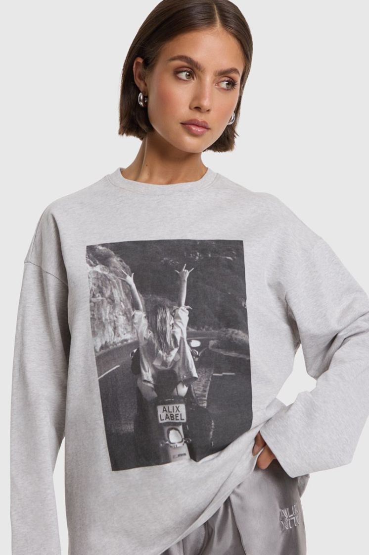 Knitted Photo Longsleeve T-Shi grey melange