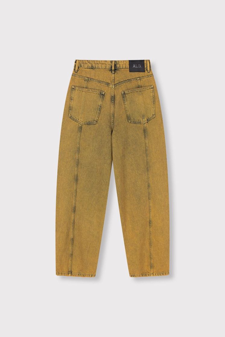 Woven Overdyed Denim Pants yellow ochre