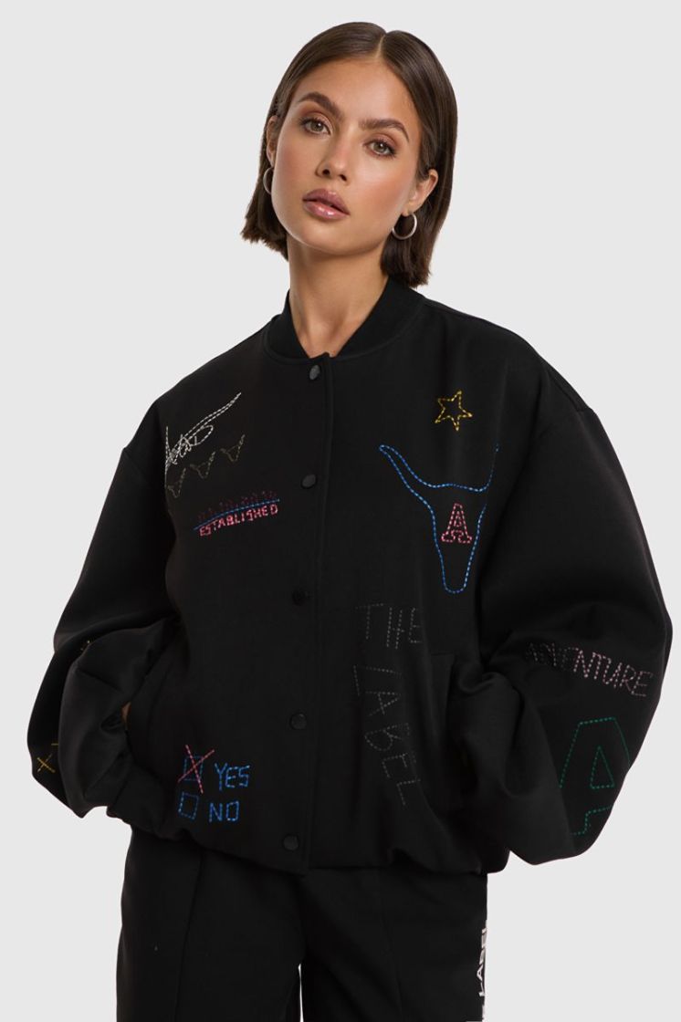 Woven Artwork Bomber black