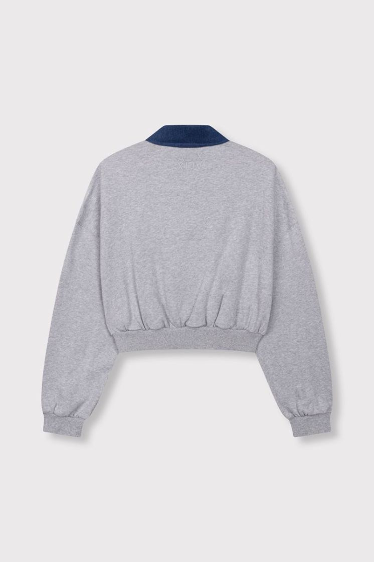 Knitted Polo Sweater soft grey melan